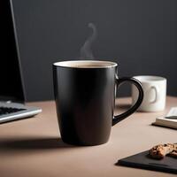 ai generiert schwarz Kaffee Becher foto