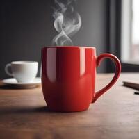 ai generiert rot Kaffee und Tee Becher foto