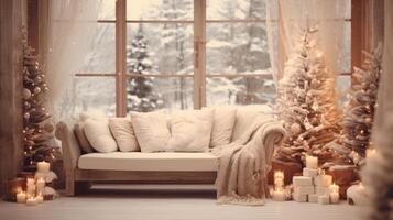 ai generiert zauberhaft glücklich Weihnachten Ambiente perfekt zum Hinzufügen Ihre Kreativität foto