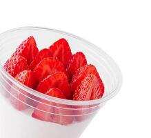 Joghurt Pudding mit frisch Erdbeeren isoliert foto