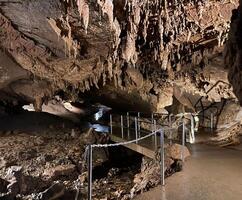 Wasserfall das Innerhalb von ein Höhle foto