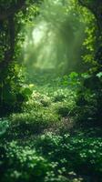 ai generiert Fee Schwanz irisch Wald Vertikale Hintergrund foto