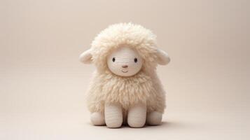 ai generiert Schaf ausgestopft Tier Spielzeug zum Kinder, ai foto