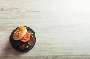 veganer Burger und Kopienraum. foto