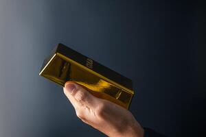 finanziell Reichtum Geschäft Investition und Handel Konzept.gold Riegel oder Gold Barren Stapeln. foto
