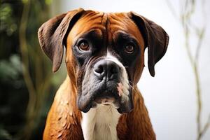 ai generiert Boxer Hund auf ein Natur foto
