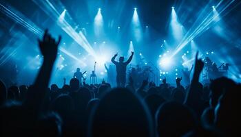 ai generiert Silhouette von Menschen im Konzert foto