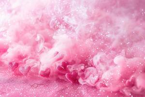 ai generiert Rosa Hintergrund mit Herzen, funkeln und Kopieren Raum. es ist ein Mädchen Hintergrund mit leeren Raum zum Text. Baby Dusche oder Geburtstag Einladung, Party. Damen Tag. Baby Mädchen Geburt Bekanntmachung. foto