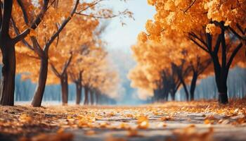 ai generiert Herbst Baum, Natur Schönheit, beschwingt Farben, still Wiese, friedlich generiert durch ai foto
