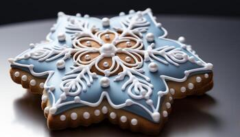 ai generiert hausgemacht Lebkuchen Kekse, dekoriert mit Glasur und Süßigkeiten Formen generiert durch ai foto