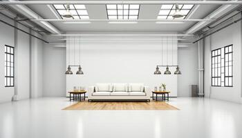 ai generiert modern Wohnung mit sauber Design, komfortabel Sofa, und elegant Dekor generiert durch ai foto