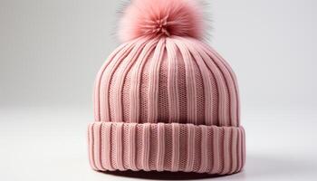ai generiert gemütlich Winter Mode wolle Deckel, warm Kleidung, elegant stricken Hut generiert durch ai foto