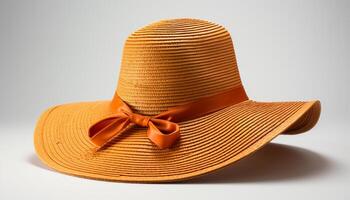 ai generiert modisch Stroh Hut fügt hinzu Eleganz zu Sommer- Kleidung generiert durch ai foto