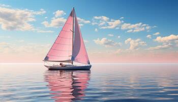 ai generiert Segeln Yacht gleitet auf still Wellen, Umarmen Natur Schönheit generiert durch ai foto