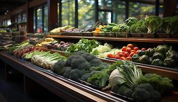 ai generiert frisch Gemüse zum gesund Essen, organisch Vielfalt beim Supermarkt generiert durch ai foto