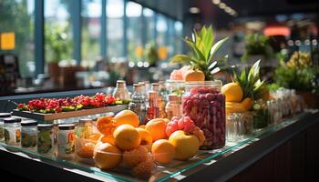 ai generiert Frische und Vielfalt im gesund Essen beim das organisch Supermarkt generiert durch ai foto