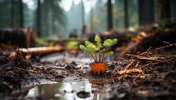 ai generiert frisch Grün Blätter wachsen auf Bäume im das Wald generiert durch ai foto