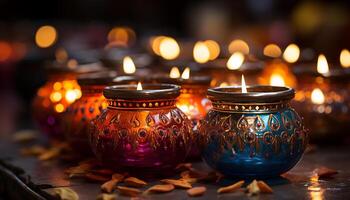 ai generiert Kerze Flamme leuchtet dunkel Nacht, Symbol von Spiritualität und Feier generiert durch ai foto