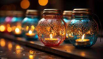 ai generiert Verbrennung Kerze leuchtet dunkel Nacht, symbolisieren Spiritualität und Feier generiert durch ai foto