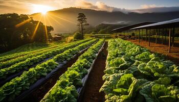 ai generiert Frische und Wachstum im ein ländlich Gemüse Garten, gesund Essen generiert durch ai foto