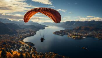 ai generiert Männer fliegend hoch oben im das Himmel, gleiten mit Erheiterung generiert durch ai foto