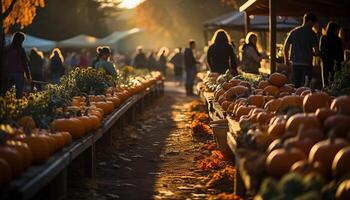 ai generiert Herbst Ernte Kürbis, Kürbis, quetschen Natur bunt Dekoration generiert durch ai foto