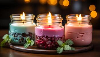 ai generiert Aromatherapie Kerze bringt Entspannung, Frische, und natürlich Wohlbefinden generiert durch ai foto