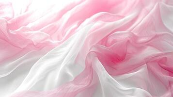 ai generiert ätherisch Weiß und Rosa Farbtöne Mischung einwandfrei im ein abstrakt transparent Textil, ai generiert foto
