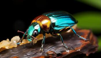 ai generiert klein Rüsselkäfer kriechen auf ein Blatt, Natur bunt Gliederfüßer generiert durch ai foto