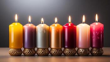 ai generiert Verbrennung Kerze leuchtet Dunkelheit, symbolisieren Spiritualität und Feier generiert durch ai foto