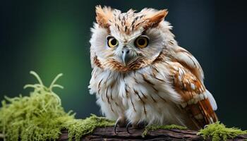 ai generiert Adler Eule sich niederlassen auf Zweig, starren mit Weisheit im Augen generiert durch ai foto