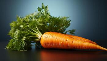 ai generiert frisch, gesund, organisch Karotte Salat auf hölzern Tabelle generiert durch ai foto