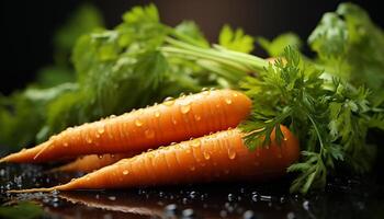 ai generiert frisch, gesund, Vegetarier Salat Natur Gourmet Mahlzeit auf Holz generiert durch ai foto