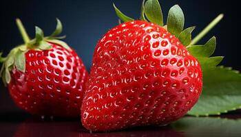 ai generiert Frische und Süße von reif Erdbeere, ein gesund Sommer- Snack generiert durch ai foto