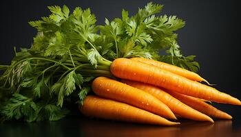 ai generiert Frische von gesund Essen Gemüse, Karotte, Blatt, organisch, Petersilie, Grün generiert durch ai foto