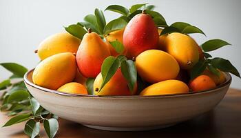 ai generiert Frische von Natur gesund Essen im ein bunt Obst Schüssel generiert durch ai foto