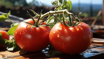 ai generiert Frische von organisch Tomate, ein gesund Vegetarier Gourmet Mahlzeit generiert durch ai foto