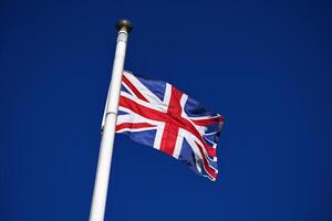 Union Jack, fliegend Flagge foto