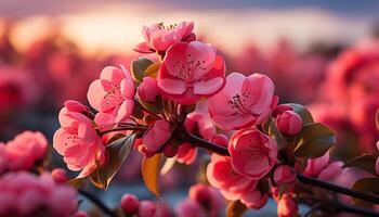 ai generiert das Rosa Blume Blüten, beschwingt und voll von Frische generiert durch ai foto