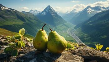 ai generiert Frische von organisch Obst im gesund Berg Landschaft generiert durch ai foto