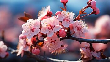 ai generiert das frisch Rosa blühen erhellt das Frühling draußen generiert durch ai foto