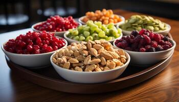 ai generiert gesund Essen ein Vielfalt von frisch, organisch Beere Obst generiert durch ai foto