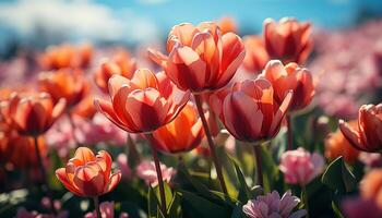 ai generiert das beschwingt Tulpe blühen feiert Natur natürlich Schönheit generiert durch ai foto