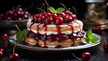 ai generiert hausgemacht Beere Käsekuchen, ein Süss Scheibe von Genuss generiert durch ai foto