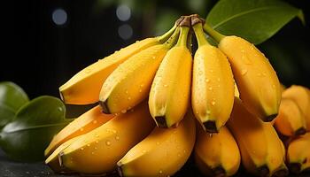 ai generiert frisch Grün Blatt mit Tau tropfen, Natur gesund Vegetarier Mahlzeit generiert durch ai foto