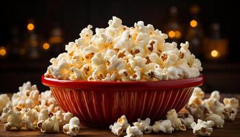 ai generiert frisch Popcorn im ein Schüssel, perfekt Film Theater Snack generiert durch ai foto