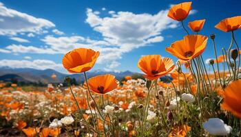 ai generiert beschwingt Wildblumen blühen im das Wiese, Gemälde Natur bunt Meisterstück generiert durch ai foto