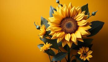 ai generiert Gelb Sonnenblume, Natur beschwingt Schönheit, Blüten im Sommer- Wiesen generiert durch ai foto