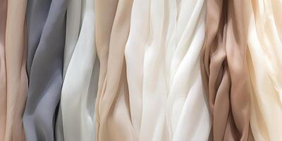 ai generiert Luxus Satin- Textil. Sanft Stoffe im ein warm Palette. generativ ai foto