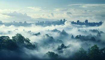 ai generiert Silhouette von Stadt Horizont gegen Blau Himmel, Natur städtisch Schönheit generiert durch ai foto